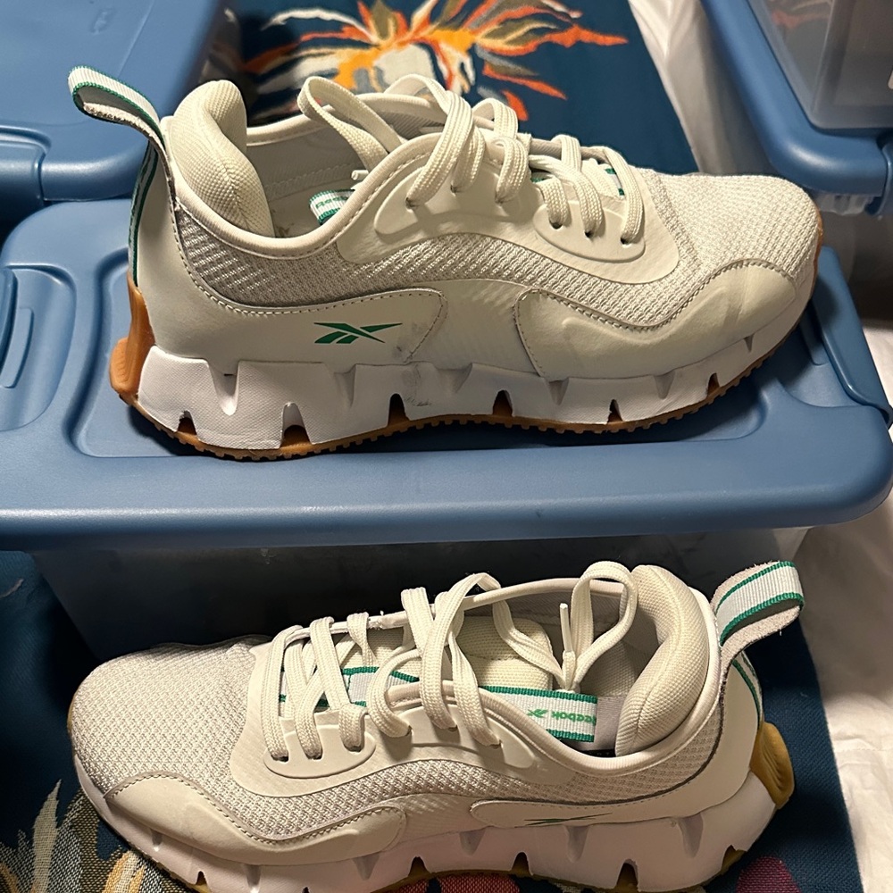 Reebok Cream and Green Athletic Shoes